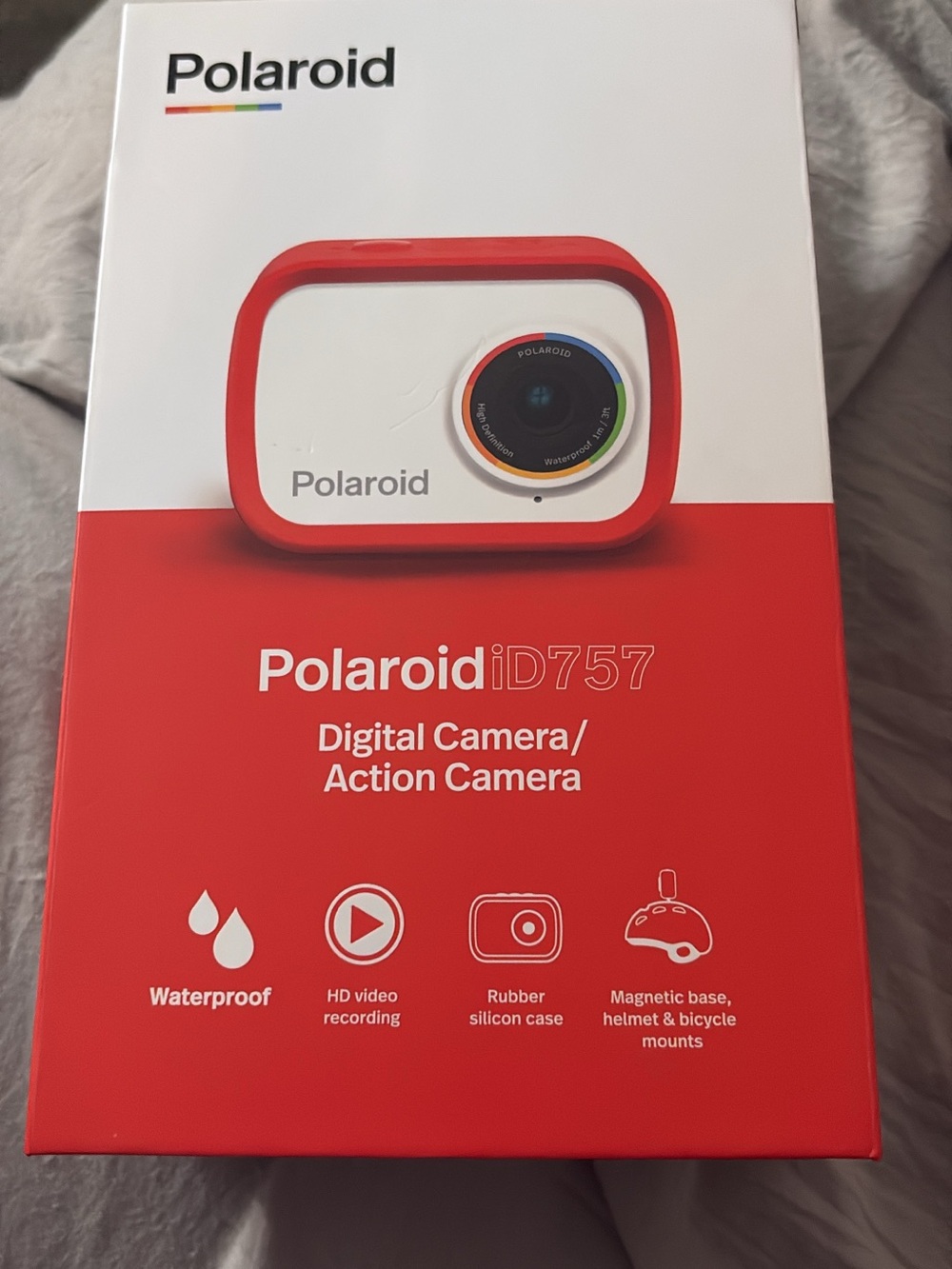 Only used once Polaroid iD757 Red Digital Action Camera